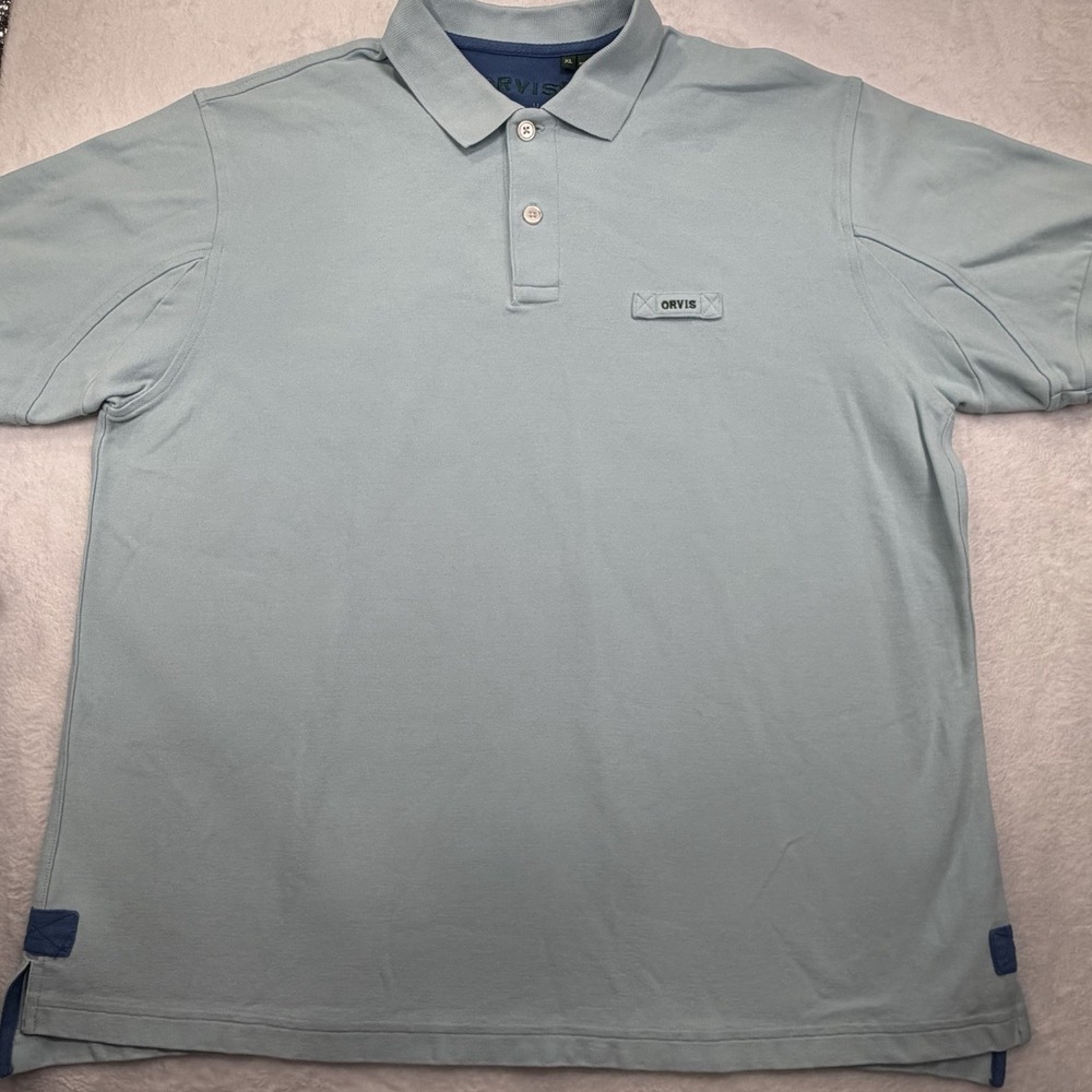 ORVIS Men's Size XL Teal Short Sleeve Heavy Cotton Fishing Polo Shirt